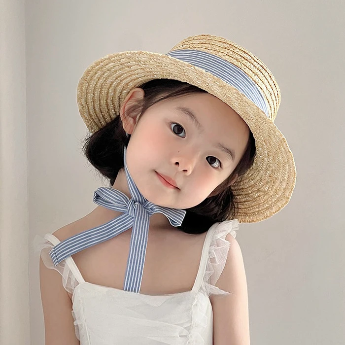 Straw Summer Kids Sun Hat with Wide Brim and Adjustable Strap, 48-52 cm - Image 4