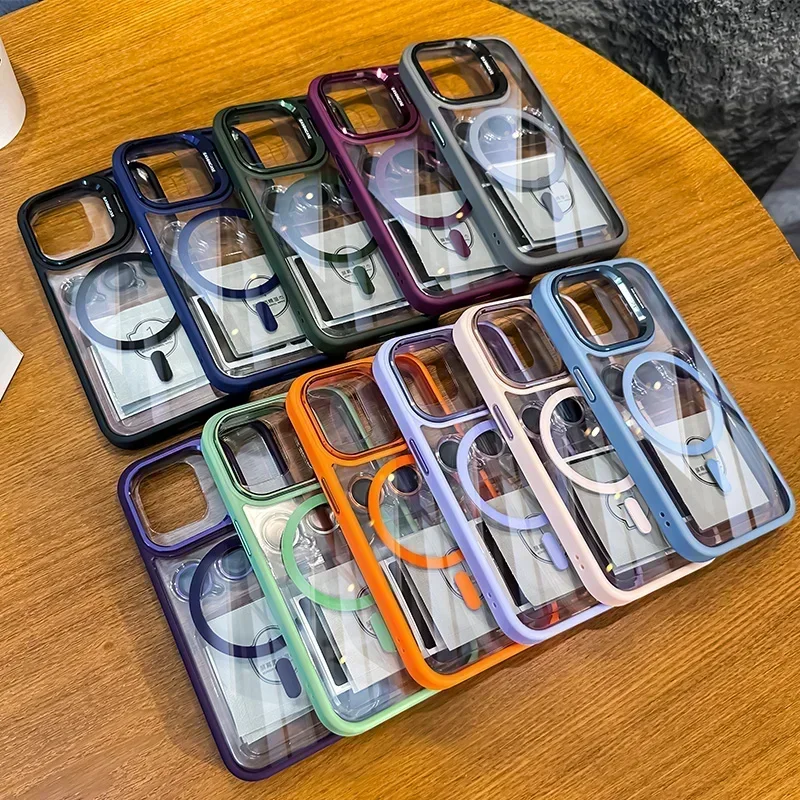 Magnetic Shockproof Transparent iPhone Case with MagSafe Stand - Image 6