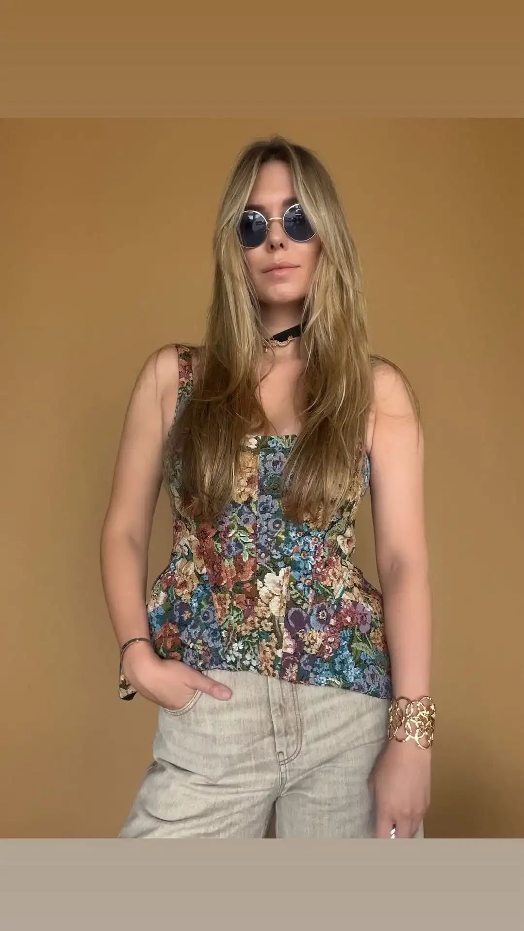 Women's Floral Jacquard Cinched Cami Top - view 7