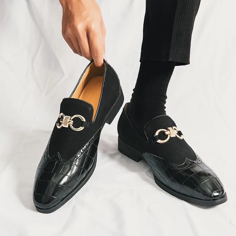 Men's PU Slip-On Dress Shoes with Rubber Outsole, Pointed Toe - Image 6