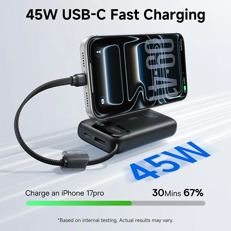 Baseus 10000mAh Power Bank 45W USB‑C with Magnetic Apple Watch Charger - Image 3