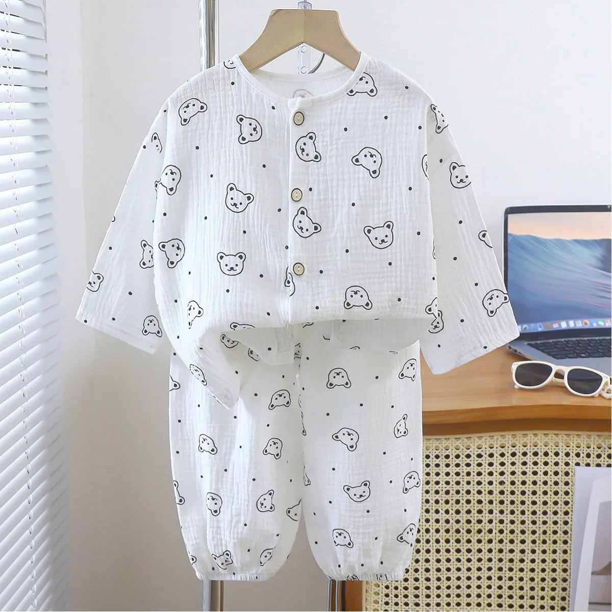Kids Unisex Cotton Gauze Sleepwear Set – Raglan Full Sleeve Summer - Image 7