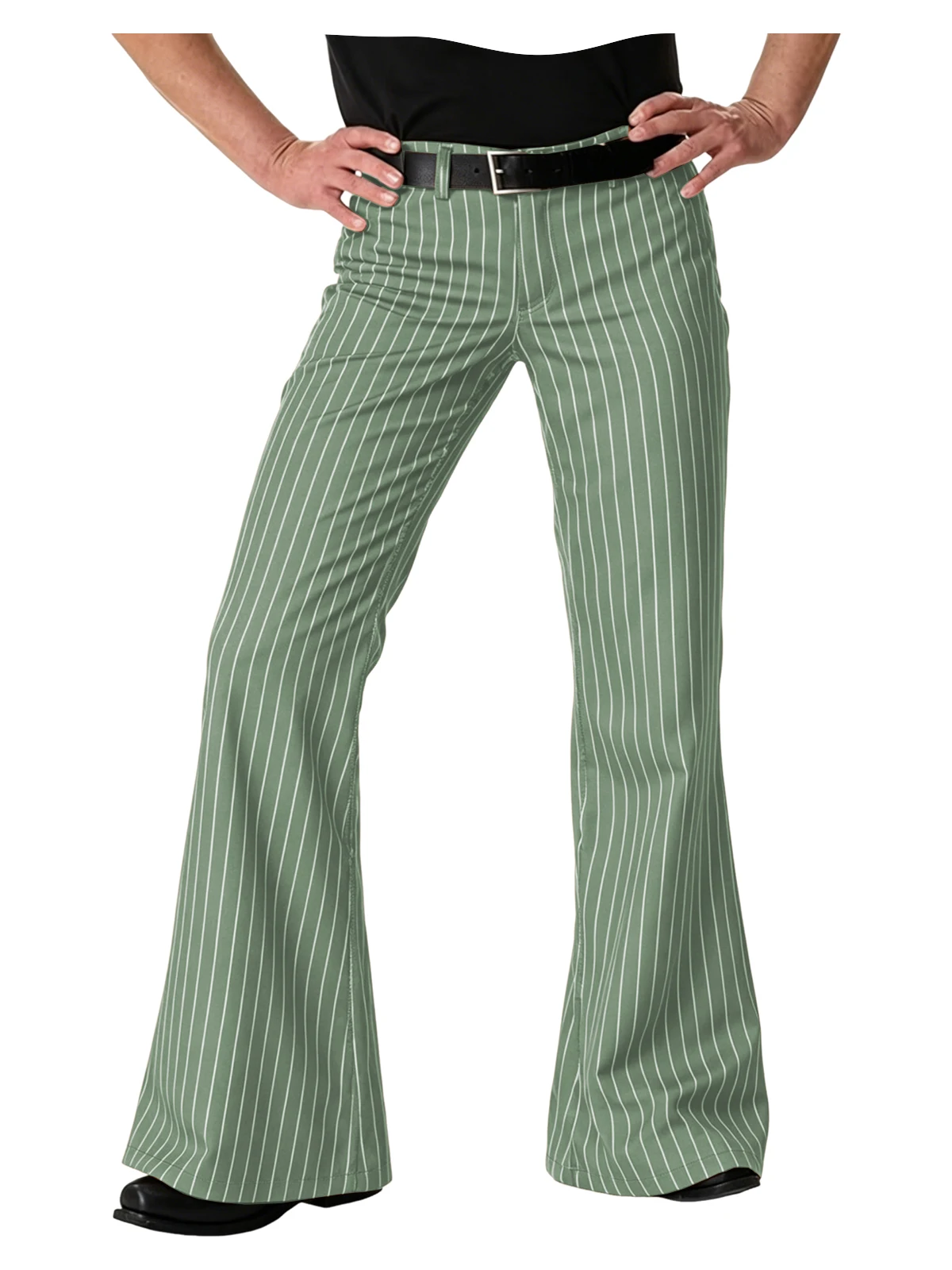 Men's Polyester Pinstripe Flared Pants - Image 10