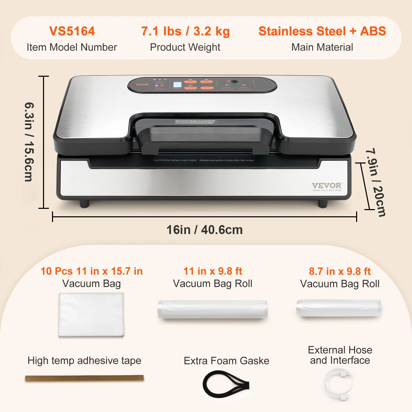 SucceBuy 130W Vacuum Sealer with 90 kPa Suction, Built‑in Cutter & Bag Roll - Image 7