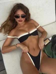 2026 New Sexy Black And White Patchwork Bikini Set Swimsuit For Women Push Up Swimwear Female Two Pieces Bathing Suit Beachwear