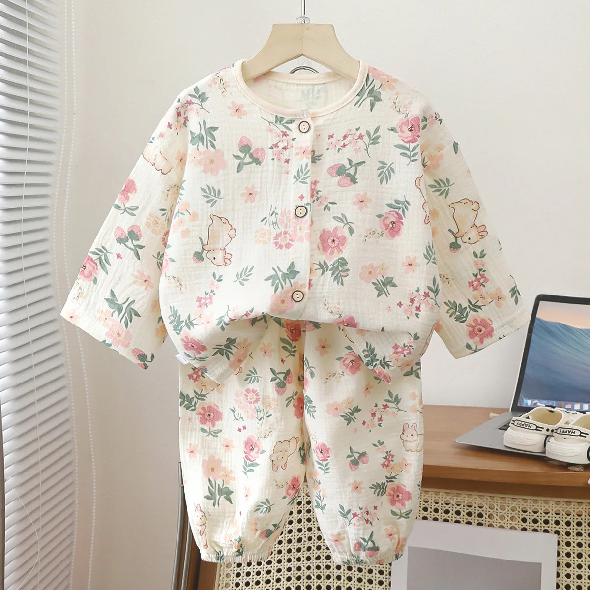 Kids Unisex Cotton Gauze Sleepwear Set – Raglan Full Sleeve Summer - Image 12
