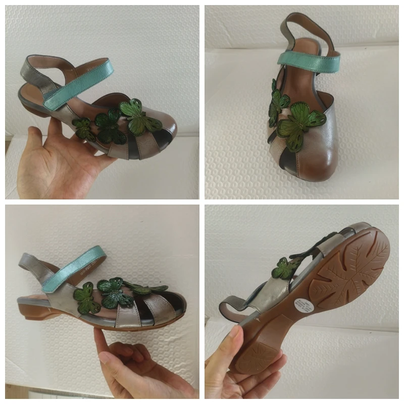 Koznoy Women's Leather Flower-Embellished Sandals, 2.5 cm Heel - Image 3