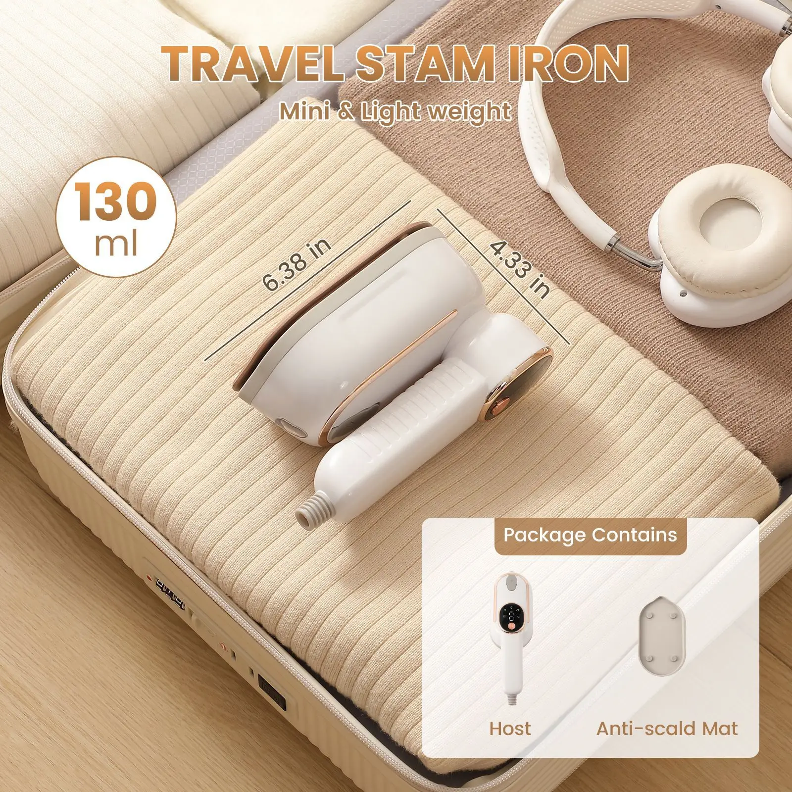 1200W Foldable Handheld Steam Iron with 4 Speed & Rotating Handle - Image 5
