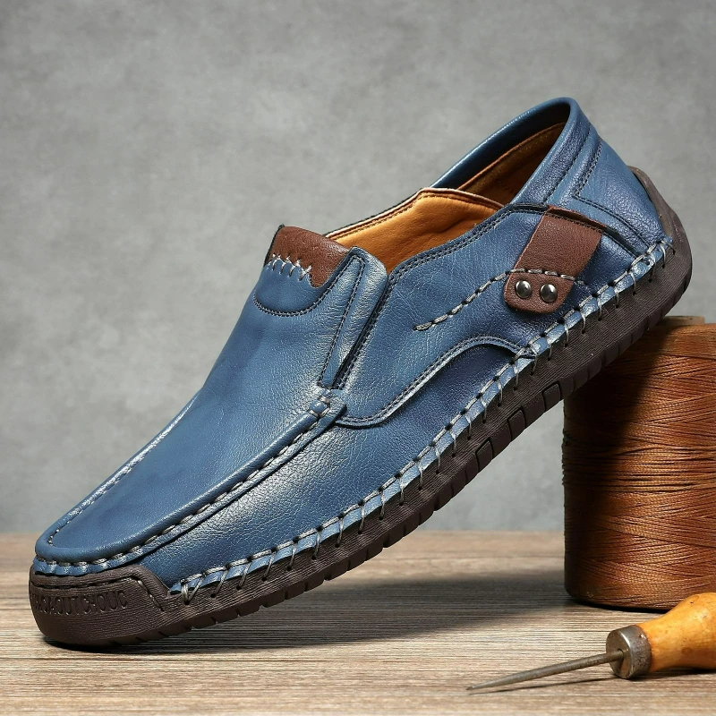 Leather Men's Handmade Slip-On Loafers – PU Lining, Rubber Sole - Image 6