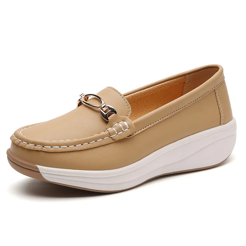 Genuine Leather Women's Slip-On Loafers – Chunky Waterproof Rubber Sole - Image 4
