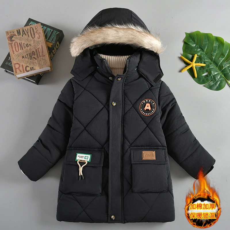 Boys Winter Jacket with Fur Collar and Hood - Image 4