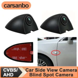 Carsanbo Car Door Side View Camera Night Vision HD Image Left Right Side Blind Spot Camera Tape Mounting for Sedan Pickup Truck
