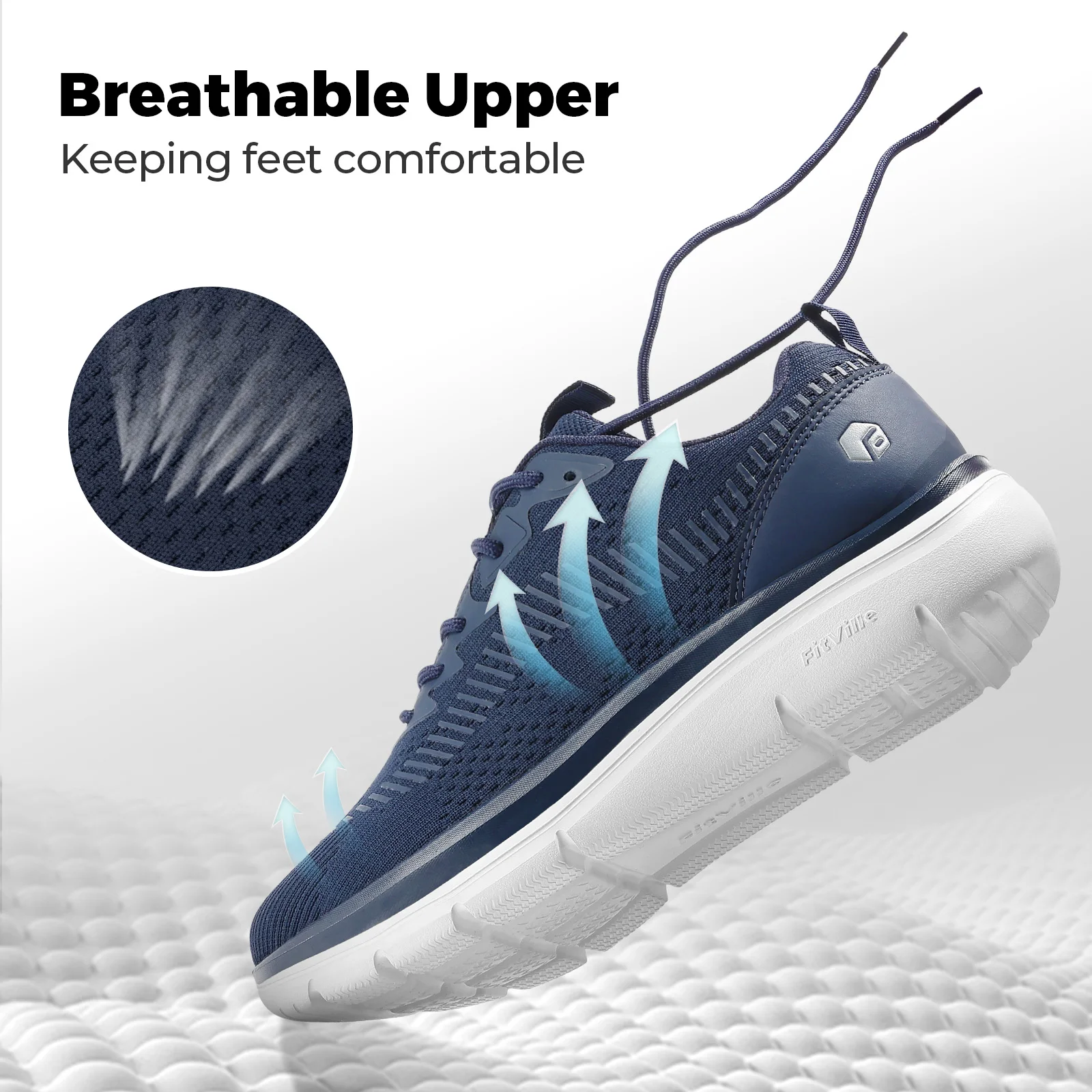 FitVille Men's Cloud Wanderer V20 Lightweight Mesh Shoes, Wide Fit - Image 6