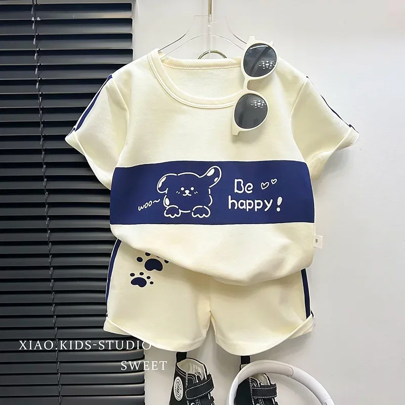 Children's Top and Bottom Clothes Set Short-sleeved Suit Striped Girls Boys T-shirt Summer Children's Clothing Loungewear Outfit - Image 7