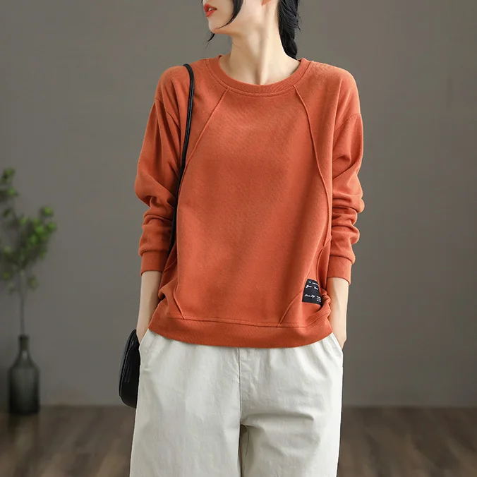 Loose Fit Pure Cotton Long Sleeve Hoodie Women's Casual Style round Neck Printed Top Korean Version Spring Autumn New Arrival - Image 26