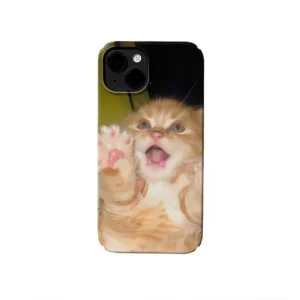 Yellow Milk Cat Cartoon Phone Case with Lanyard Fits iPhone 13‑15 Max