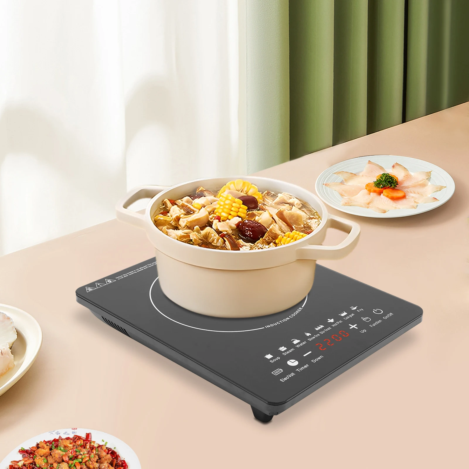 750W Induction Cooktop Glass‑PP Surface, 8 Power Levels, 180‑min Timer - Image 4