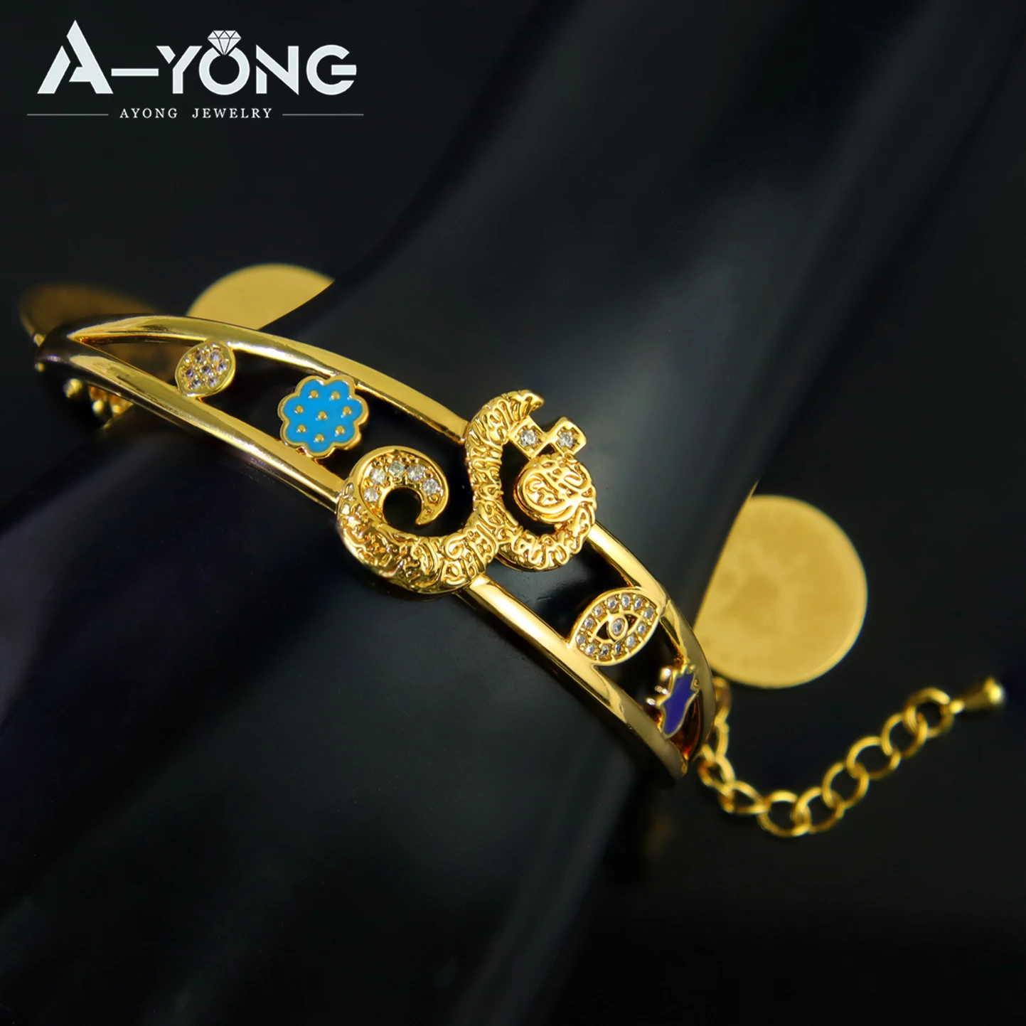 21k Gold-Plated Arabic Coin Charm Bracelet for Women – Dubai Bangles - Image 5