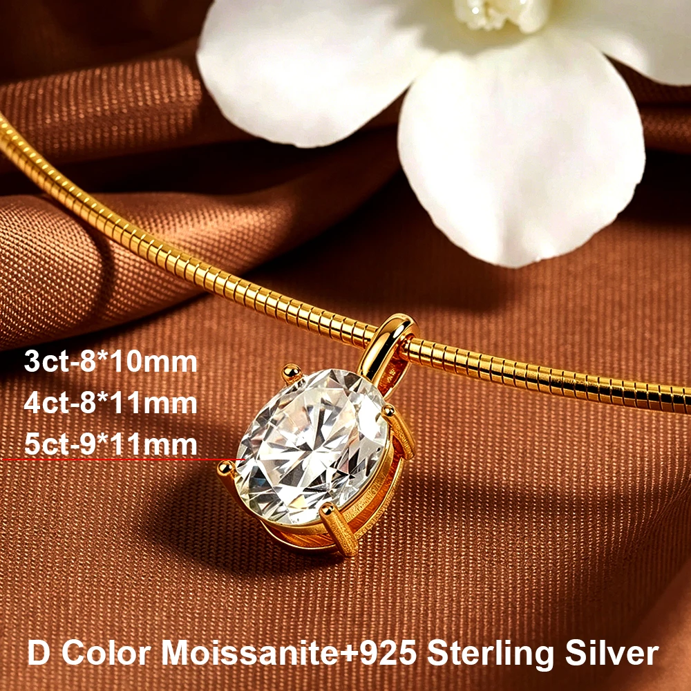 BXINY 3-5 ct Oval‑Cut Moissanite Collar Choker in 925 Sterling Silver - Image 3