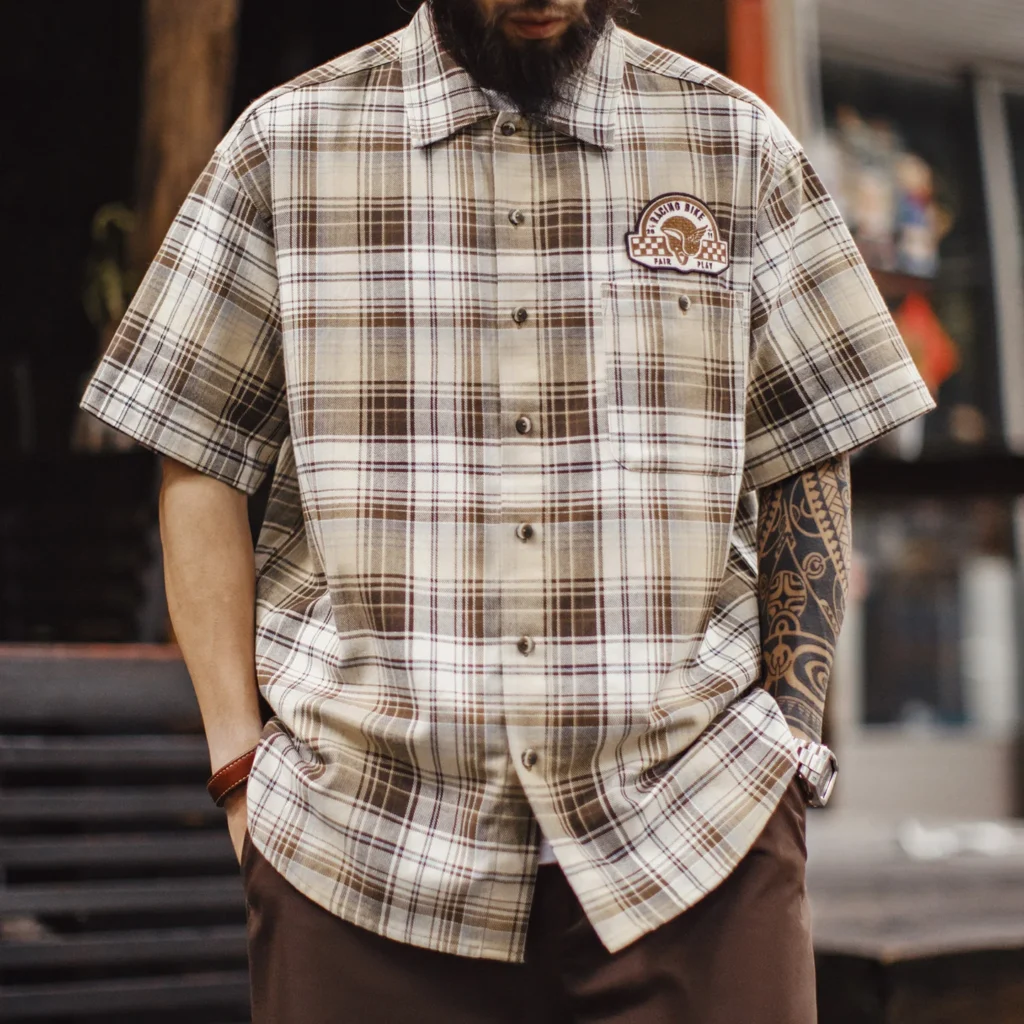 Men's Plaid Cotton Short Sleeve Shirt
