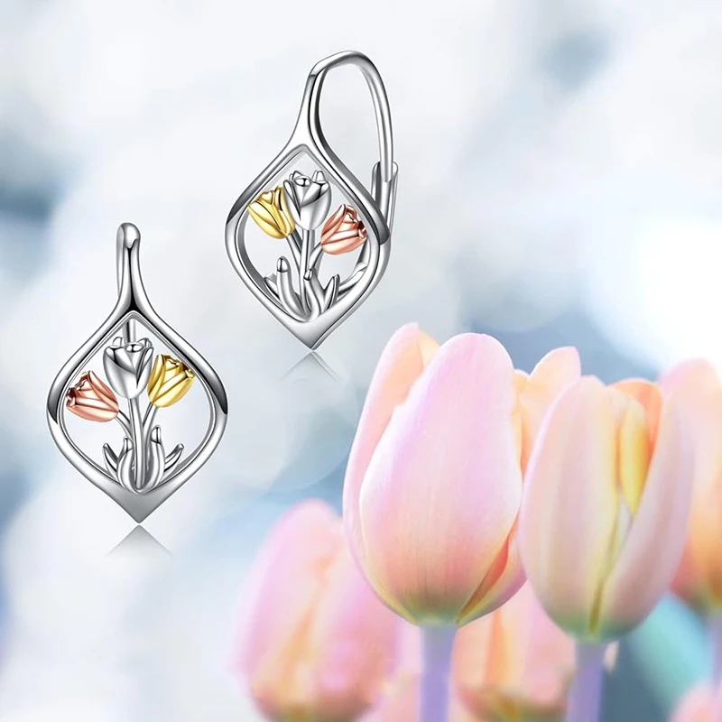 Huitan Tulip Drop Earrings – Geometric Copper Alloy, Lightweight 2.9g - Image 5