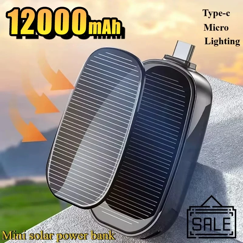 1200mAh Solar Mini Power Bank Keychain – Waterproof, Portable Charger