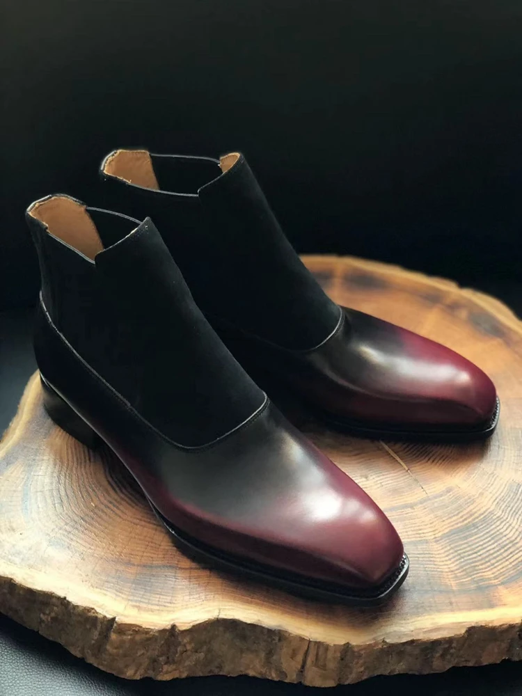 Hand-Painted Chelsea Ankle Boots – Fiddle-Back, Full-Grain Leather - Image 3