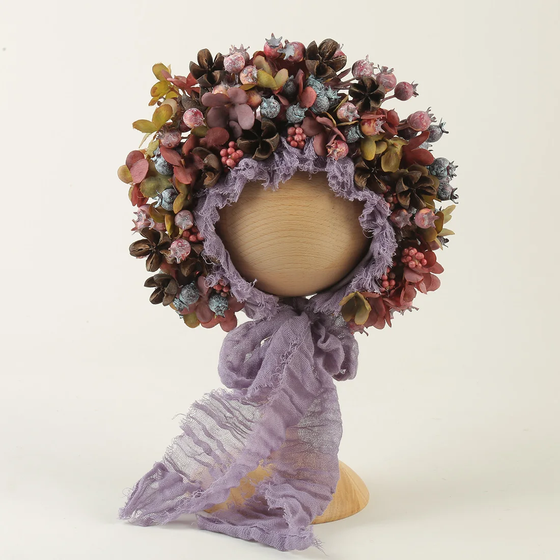 Floral Baby Bonnet – Cute Polyester & Wool – Vintage Newborn Hat - Image 23