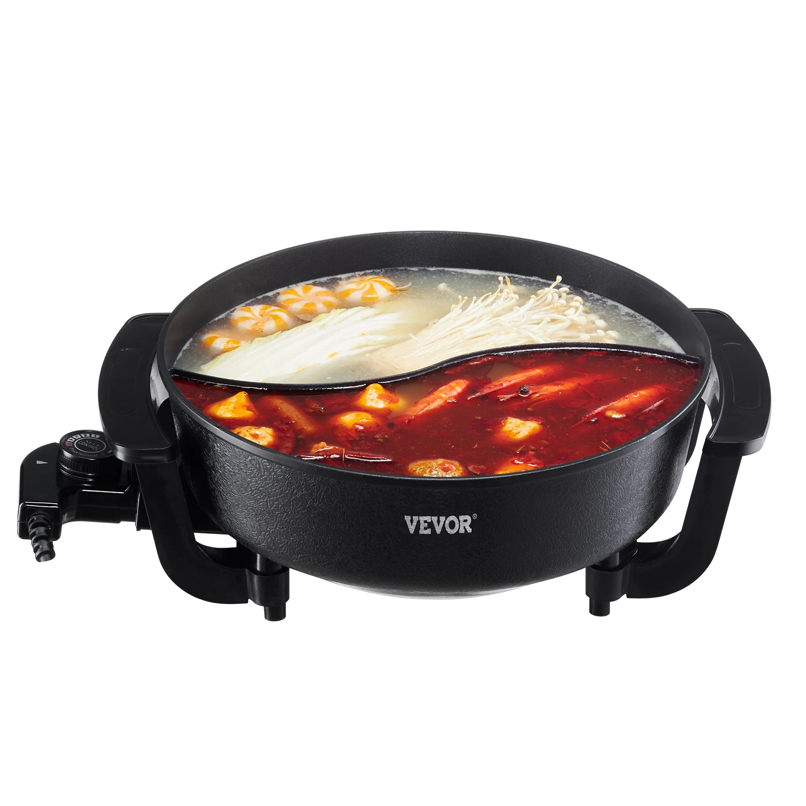 SucceBuy 5L Dual‑Flavor Electric Hot Pot with Non‑Stick Cast Aluminum, Glass Lid & Stepless Temp Control