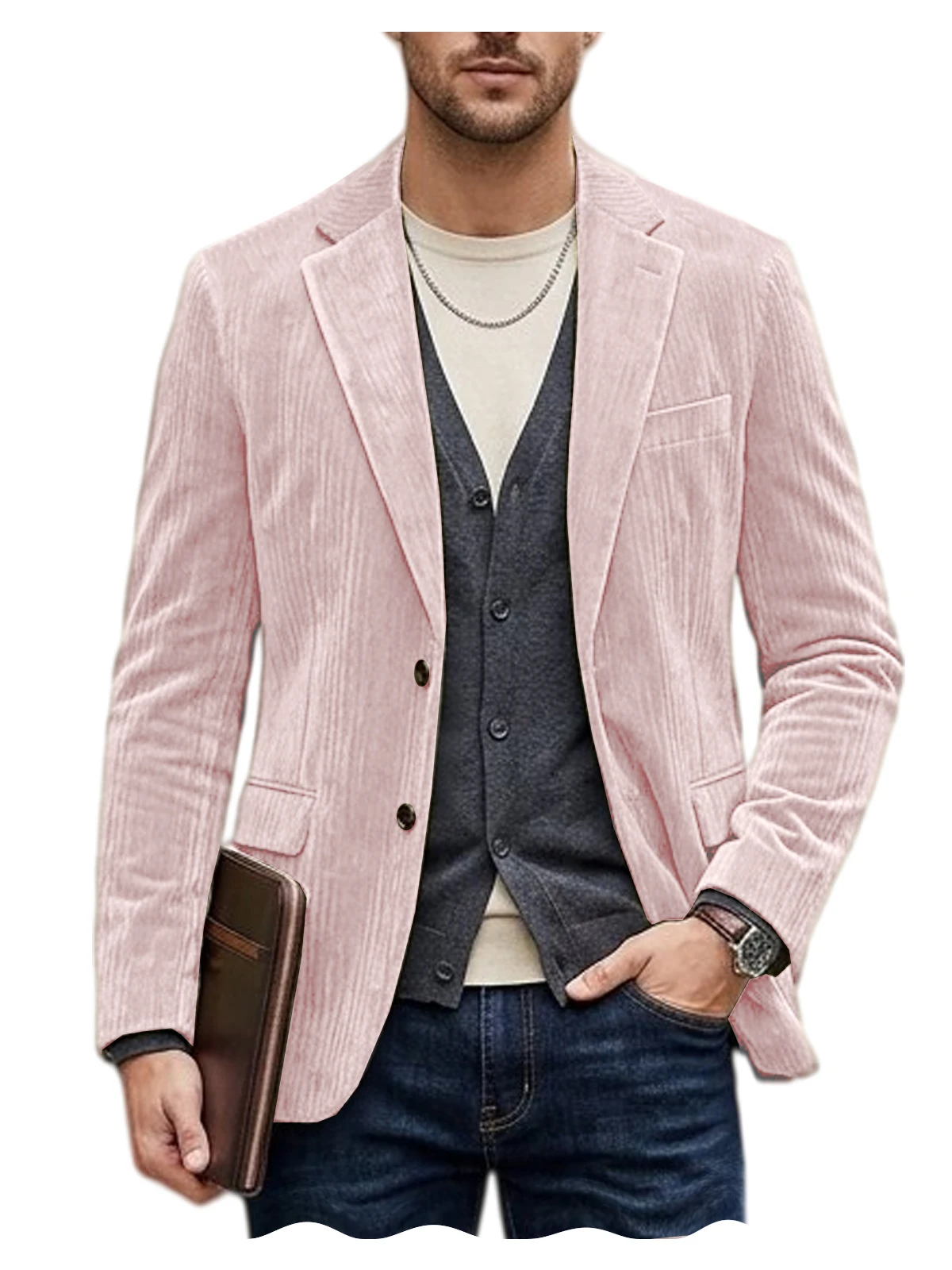 Men's Corduroy Blazer Jacket Casual Double-Sided Snow Cotton Slim Fit Notched Lapel Sport Coat for Business Daily Wear - Image 27