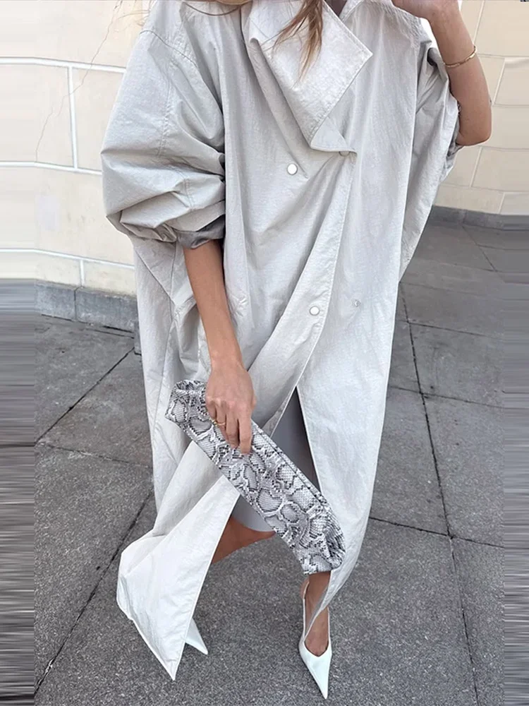 Women's Oversized Stand Collar Trench Coat - view 8