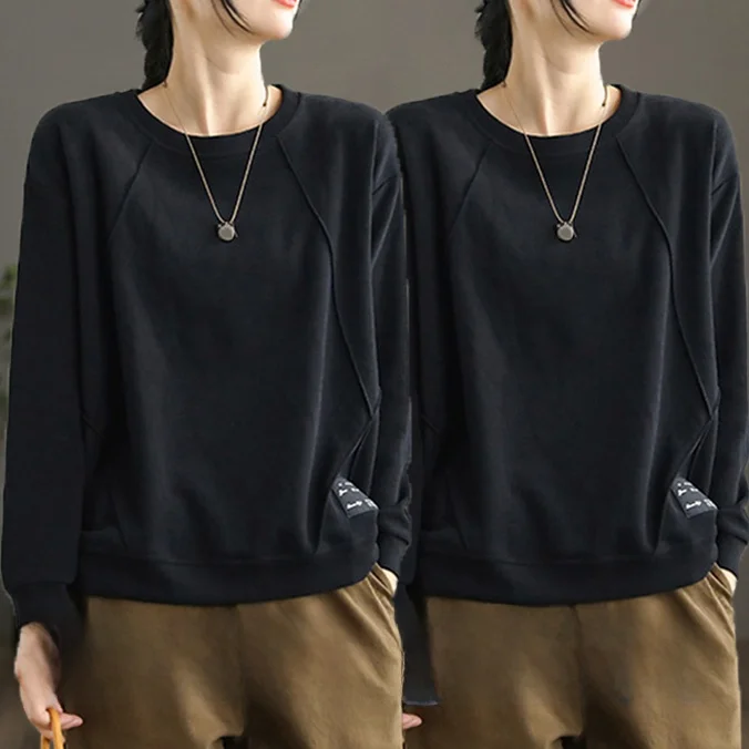Loose Fit Pure Cotton Long Sleeve Hoodie Women's Casual Style round Neck Printed Top Korean Version Spring Autumn New Arrival - Image 27
