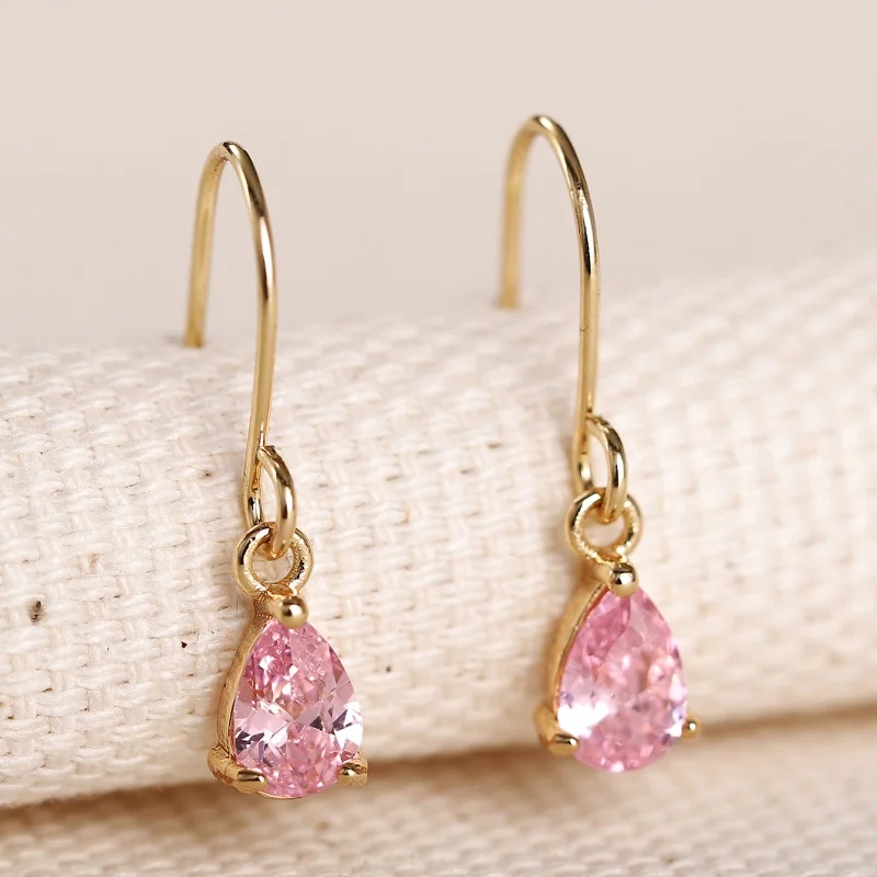 Huitan Water Drop CZ Earrings – Brass Alloy, 1.2g