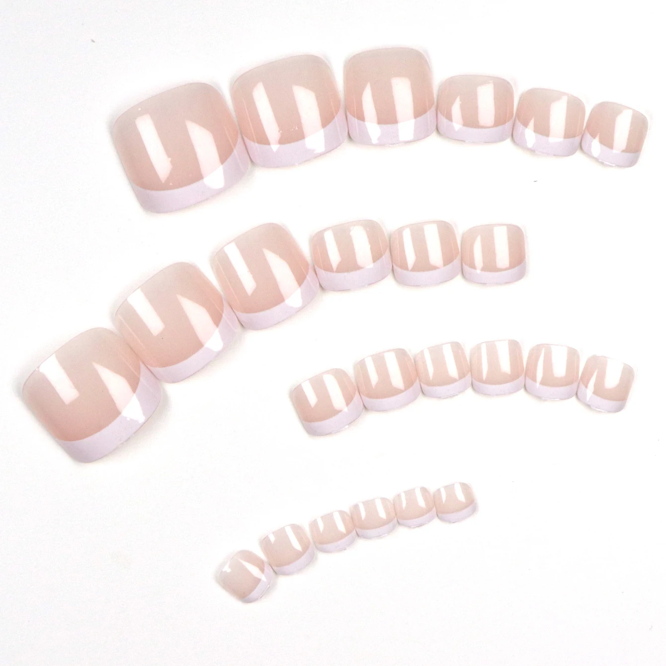 Short Square Pink French Toe Nail Tips – 120pcs Full‑Cover Press‑On Gel - Image 3