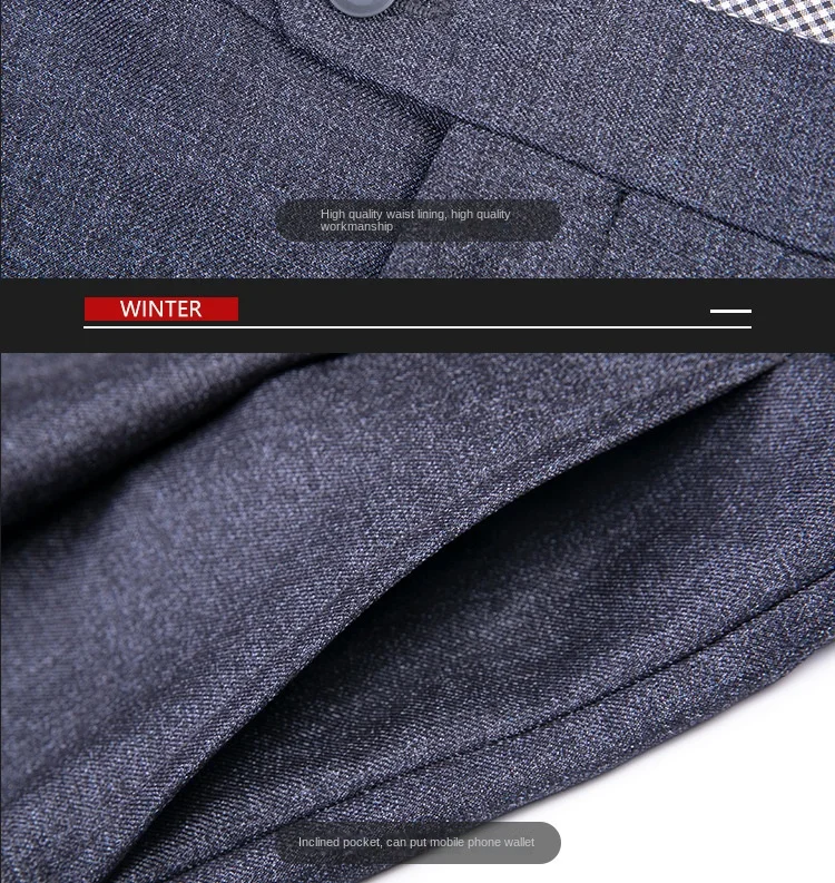 Men's Double Pleated Polyester Business Pants - Image 5