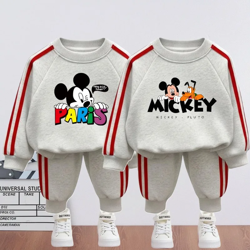2026 Spring Children Side Stripe Trousers Sets Kids Casual Tracksuit Boys O Neck Hoodies and Long Pant Two Piece New Style