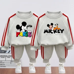 2026 Spring Children Side Stripe Trousers Sets Kids Casual Tracksuit Boys O Neck Hoodies and Long Pant Two Piece New Style