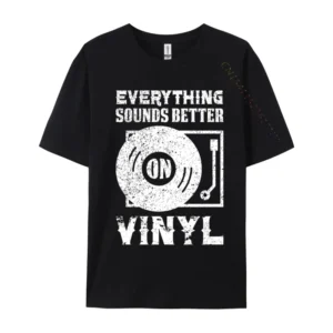Vintage Vinyl Records DJ Music Cotton Slim Fit T Shirt