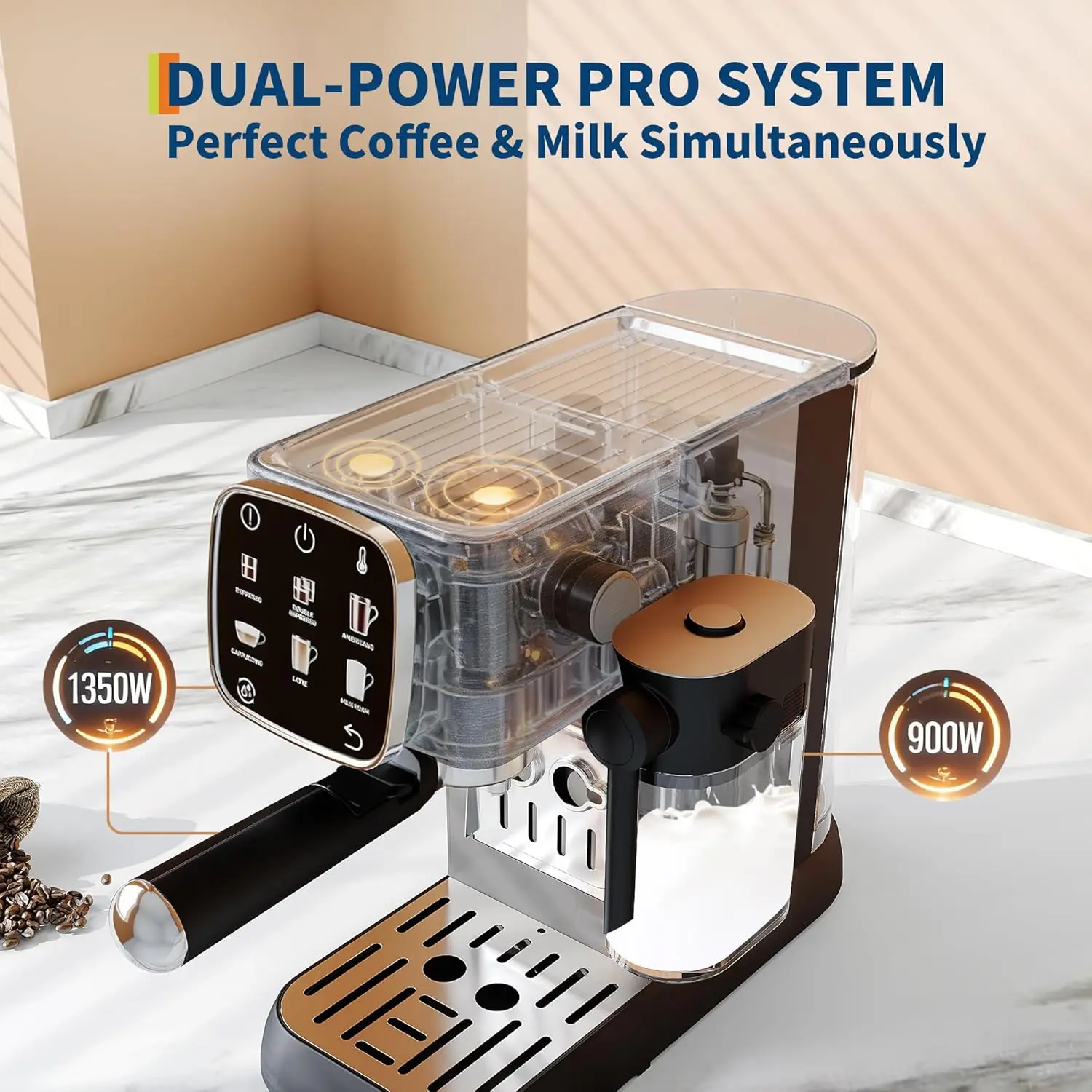 20‑Bar Espresso Machine with Touchscreen, Auto Milk Frother, 45 oz Tank - Image 7