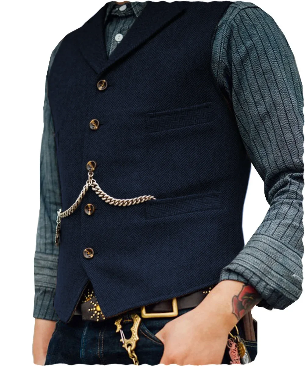 Men's Dark Blue Smart Casual Vest - Image 16