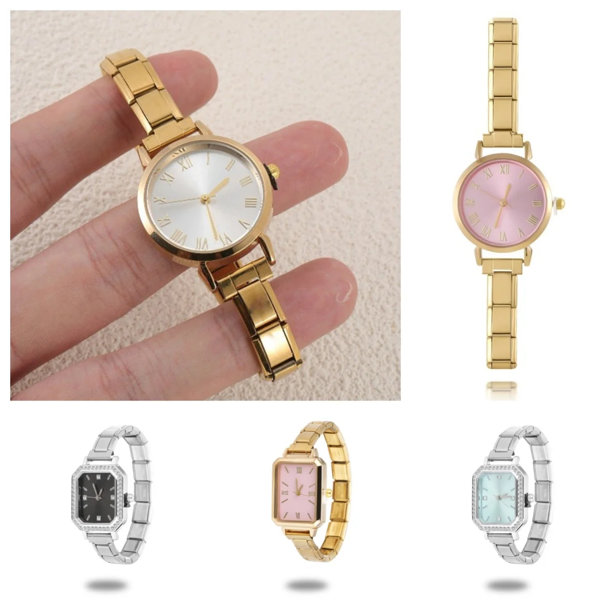 Unisex 9mm Stainless Steel Watch with Italian Elastic Charm – Chain