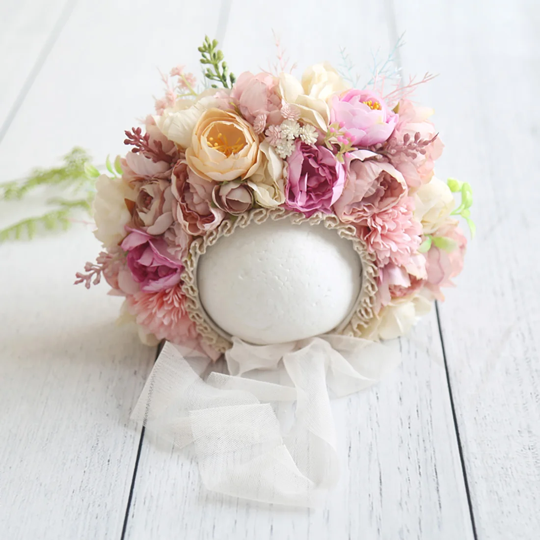 Floral Baby Bonnet – Cute Polyester & Wool – Vintage Newborn Hat - Image 40
