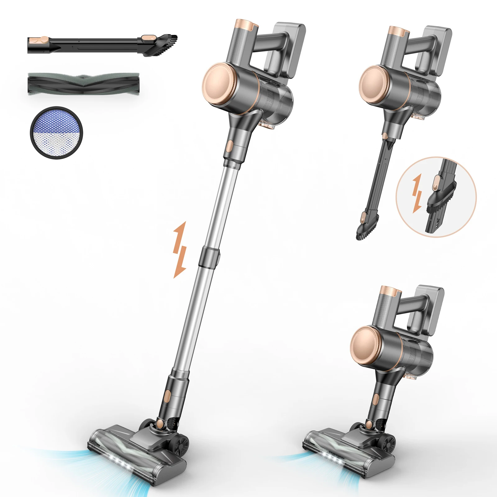 YISORA N8 Cordless Vacuum, 25KPa Dual‑Mode, Bagless, Pet & Carpet - Image 7