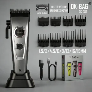 DK Outer Rotor Brushless Motor Professional Men's Fade Clipper Barber Echo Blade Base Charger Blending Hair Trimmer