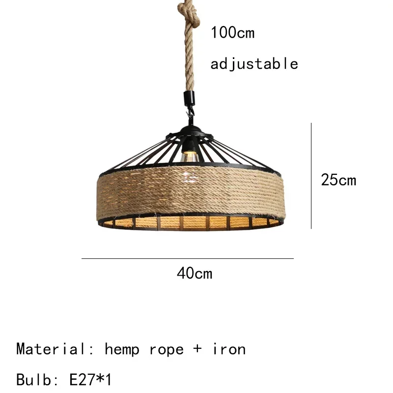 Vintage Rope LED Pendant Lamp – Metal Black/Brown Chandelier - Image 19