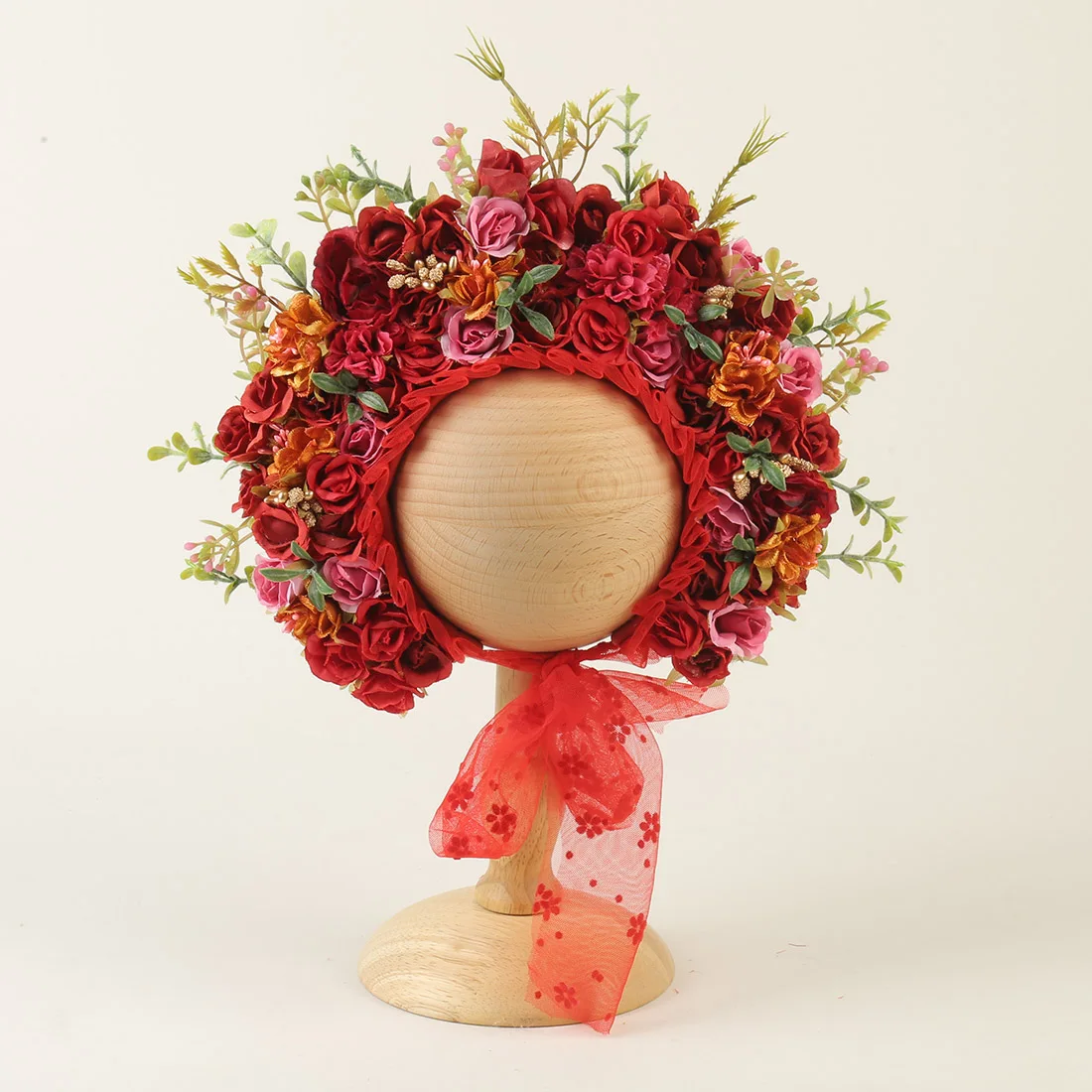 Floral Baby Bonnet – Cute Polyester & Wool – Vintage Newborn Hat - Image 25