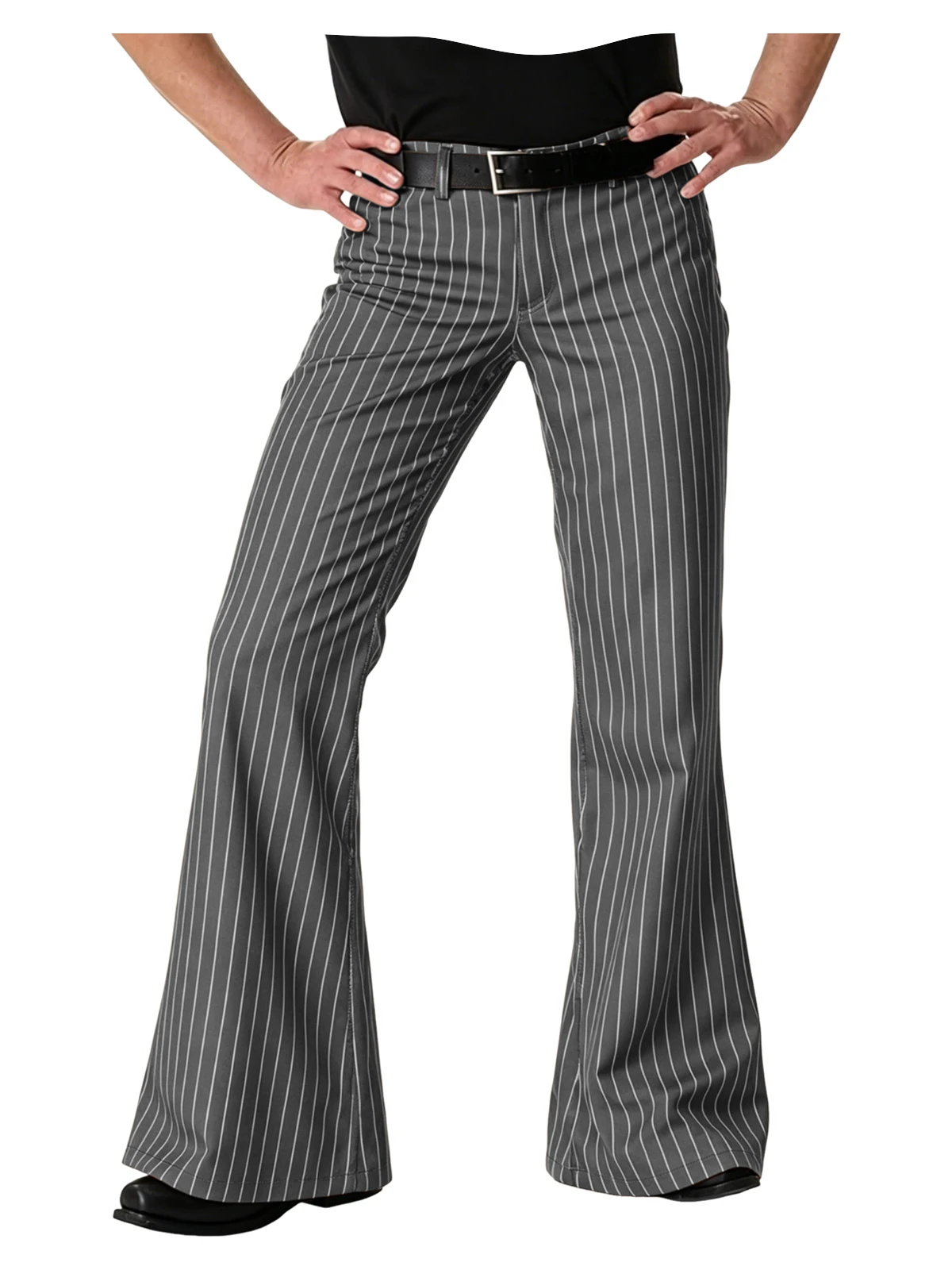Men's Polyester Pinstripe Flared Pants - Image 19