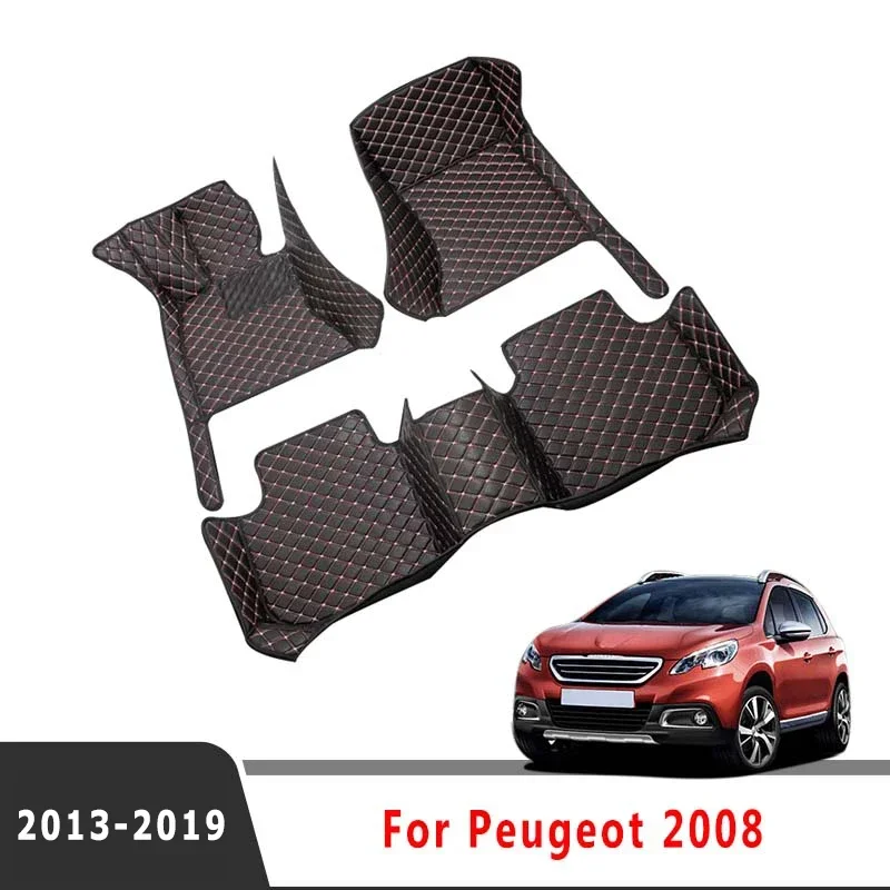 Car Floor Mats Trunk Carpets For Peugeot 2008 2019 2018 2017 2016 2015 2014 Interior Parts Covers Auto Accessories Waterproof