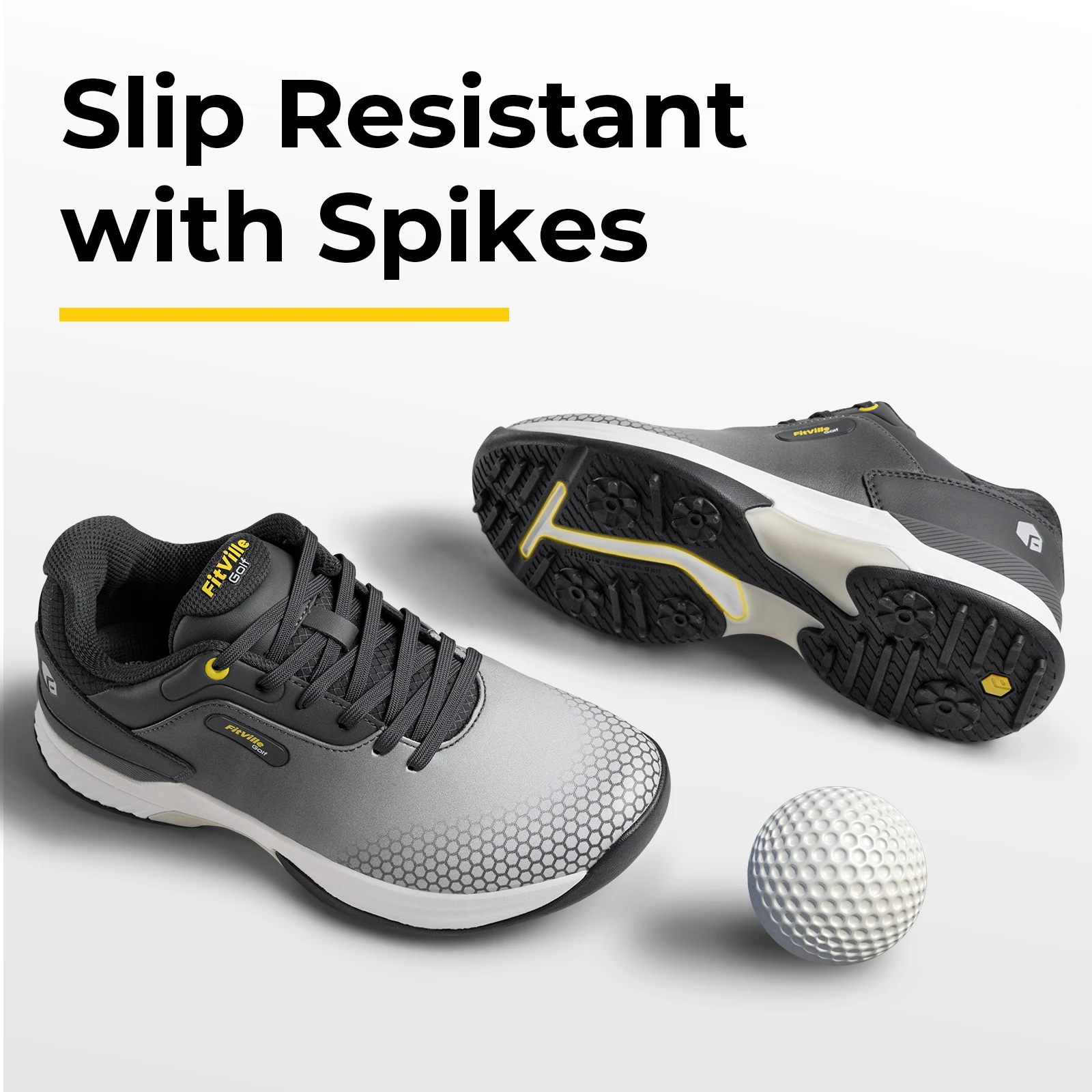 FitVille Wide Golf Shoes – Microfiber Upper, Slip‑Resistant Sole - Image 2