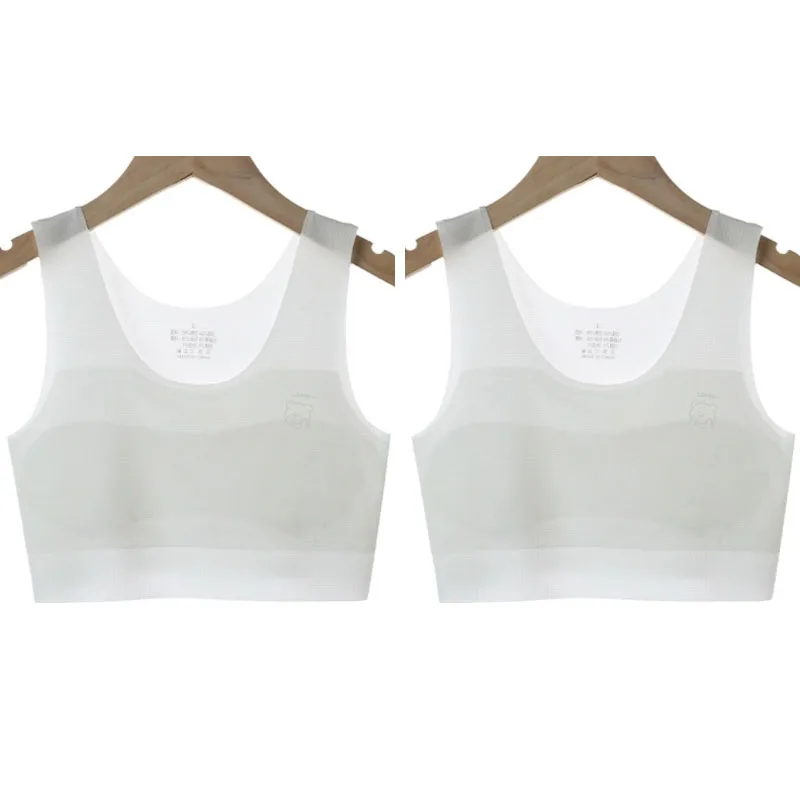 Girl's 2pc Solid Color Bra Set, Seamless Teen Developmental Vest - Image 9